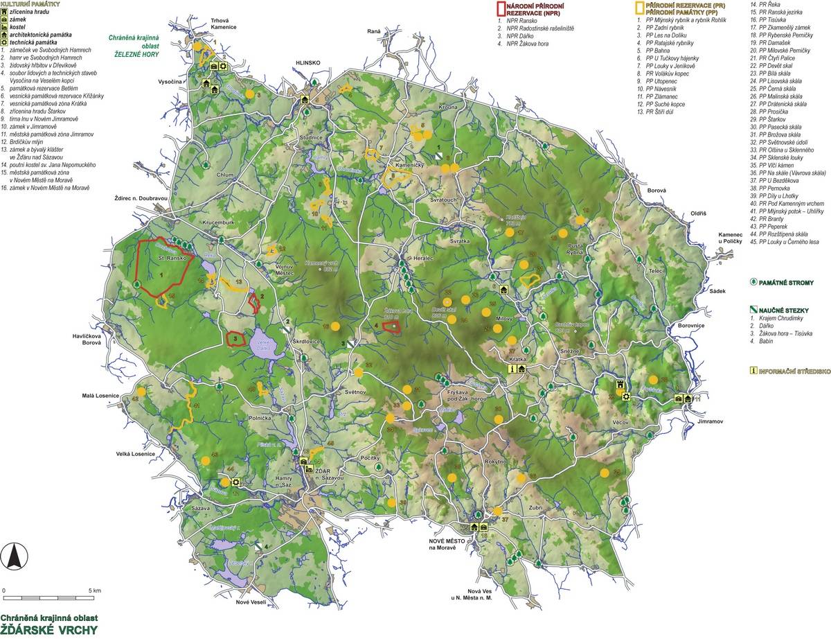 Výsledek obrázku pro Mapa CHKO Žďárské vrchy