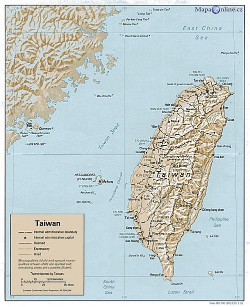 Mapa Tchaj-wanu