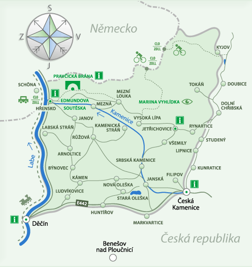 Mapa Českého Švýcarska