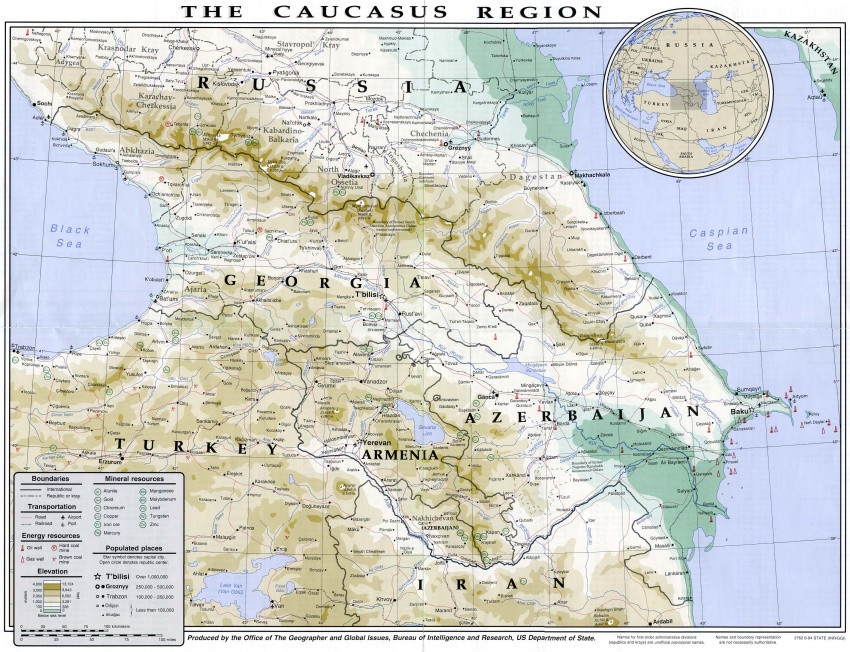 Mapa Kavkazska